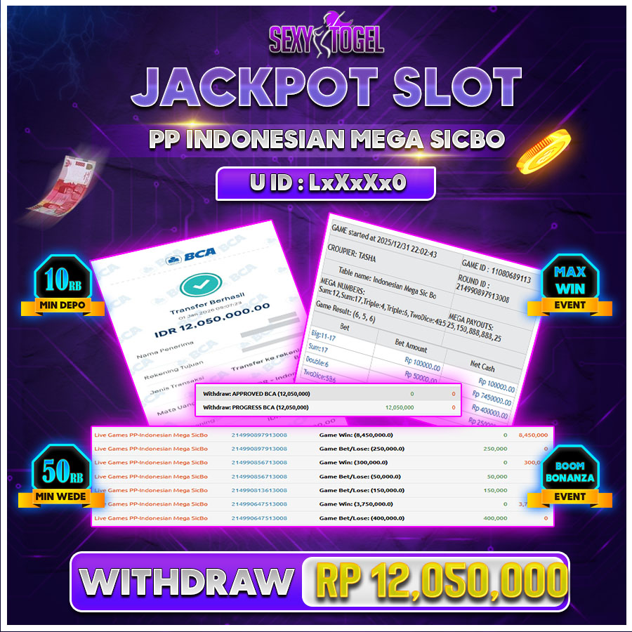 SEXYTOGEL JACKPOT CASINO PP-INDONESIAN MEGA SICBO Rp.12.050.000.,-LUNAS